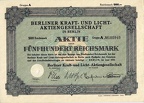 Berliner Kraft- und Lichtaktiengaesellschaft von 1931  Nr. 180949