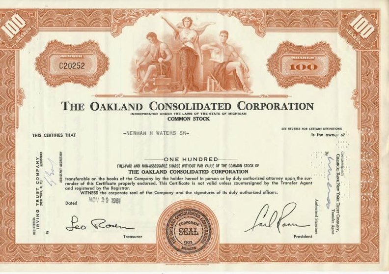 THE OAKLAND CONSOLIDATED CORPORATION von 1961 Nr. C20252.JPG