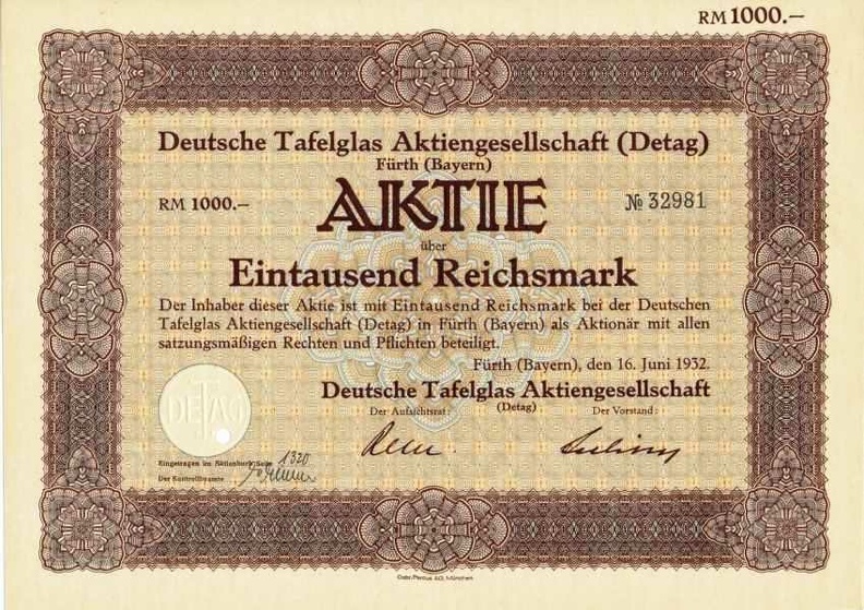 Deutsche Tafelglas AG von 16.6.1932 Nr. 32981.JPG